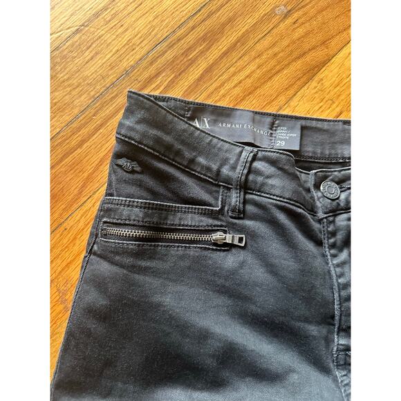 AX Armani Exchange Women’s Black Super Skinny Stretch Biker Jeans – Size 29 - Picture 6 of 8
